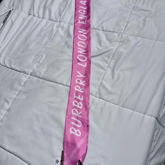 Burberry Pink Logo Silk Scarf - Picture 3 of 6